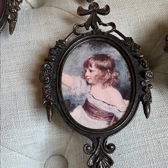 Vintage Italian Miniature Ornate Brass Frames Mirror Floral and Portrait Designs - Picture 3 of 8
